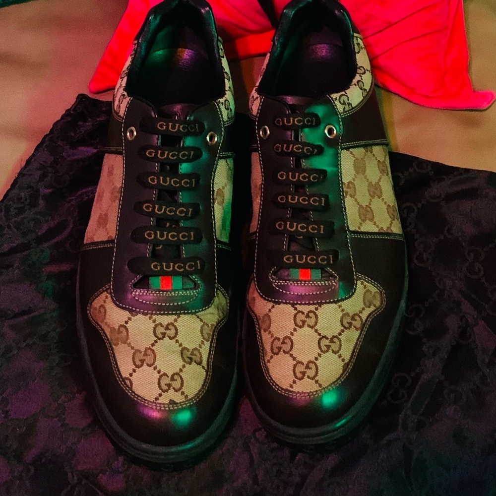GUCCI FLORENCE MONOGRAM GG SIZE 12 SNEAKERS NEW - Picture 4 of 13